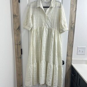 Elegant Cream Checkered Dress